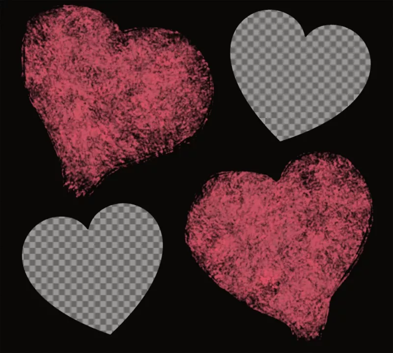 Photo effect with two hearts stained where you can upload two pictures ..