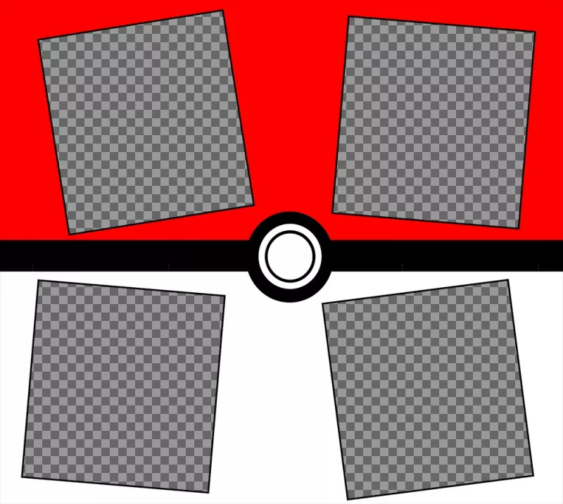 Collage of Pokeball desing where you can upload four photos and free ..