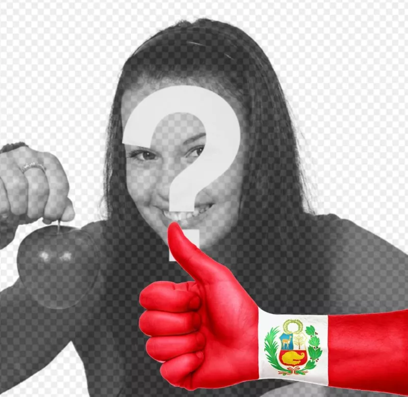 Your photo with one hand with thumb up and the flag of Peru painted ..