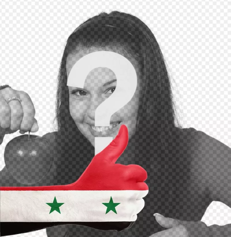 Hand with Syria flag to add your photo online ..