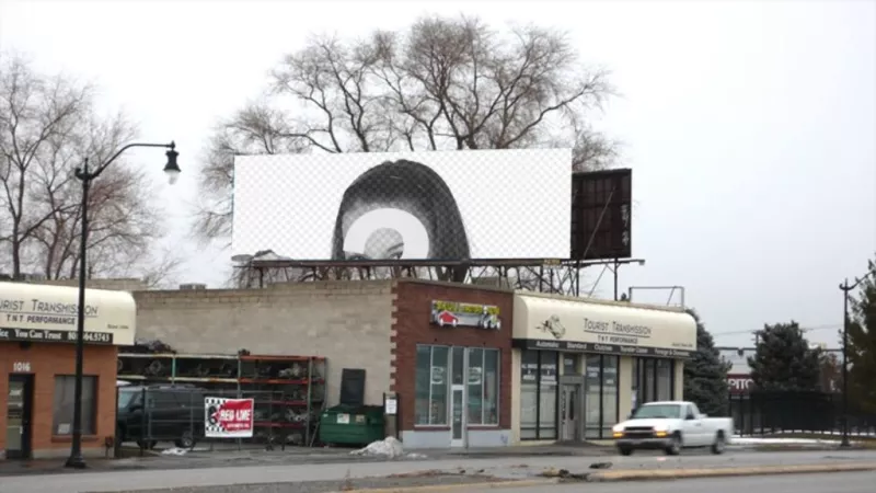Your photography captured in a billboard in a winter landscape..
