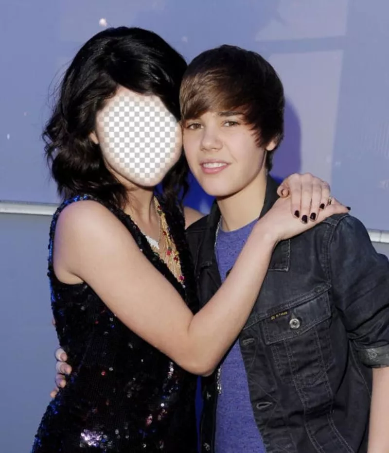 Photomontage of Justin Bieber with a girl to put your face. ..