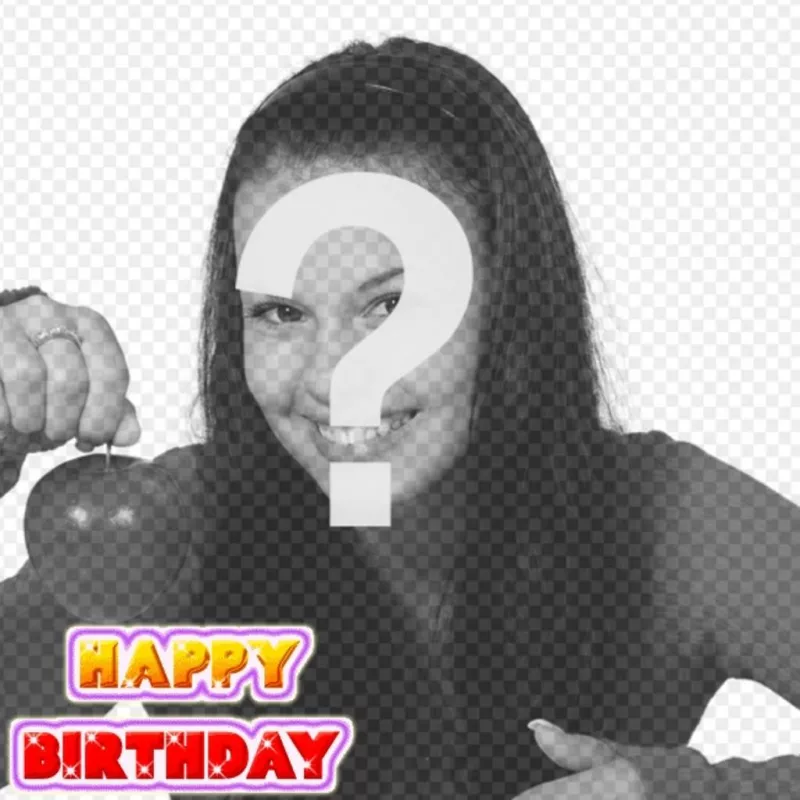 Animated birthday card personalized with a photograph. The animation is that the text added to the picture, 