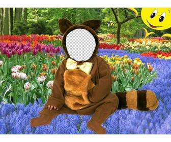 children virtual costume of raccoon to edit online