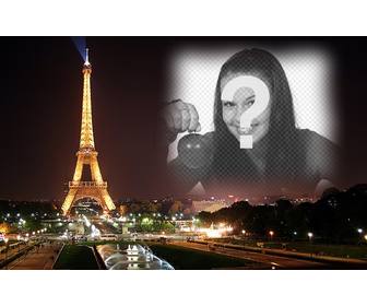 put ur picture in the background of postcard of the eiffel tower and paris in the background