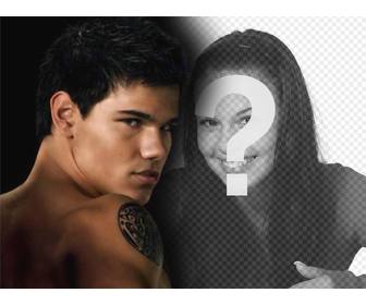 personalize ur photo with the protagonist of the new moon jacob in this photo montage will accompany the famous actor taylor lautner who represents werewolf