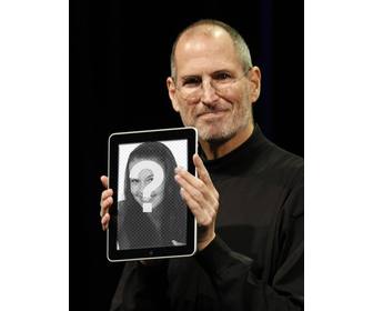 photomontage with popular characters in this montage steve jobs apple ceo shows off ur photo in an ipad