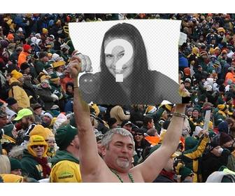 funny photo montage of man holding sign in stadium