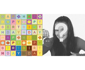 birthday card happy birthday to the text like puzzle in color