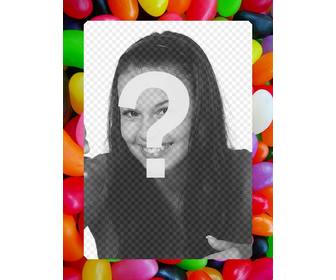 Jelly beans picture frame to make online with your photo.