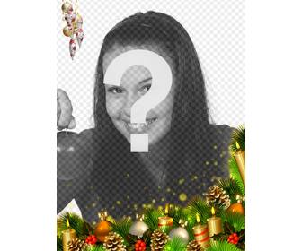 christmas greeting card with christmas decorations edges to put ur picture in the background