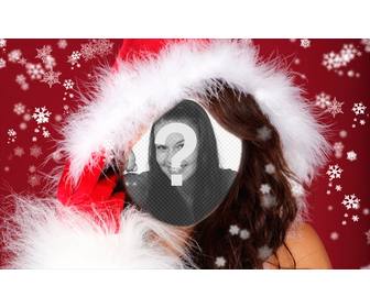 photomontage of female assistant of santa claus to make with ur photo online