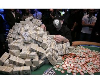 photomontage of winner of one million dollars playing poker