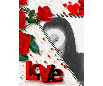 love online photo frame which includes the photo that u want while opening zipper roses adorn assembly