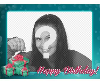 birthday postcard with turquoise frame to congratulate the birthday of ur friends and family