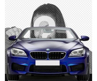 drive blue convertible bmw with this photomontage in which u can put ur photo to look like u are driving car