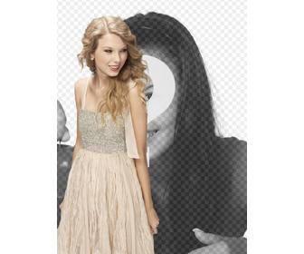 photomontage with taylor swift in bright dress to appear with her in photo and customize with text