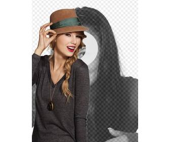 photomontage with taylor swift in which u will appear with the singer wearing hat and red lips