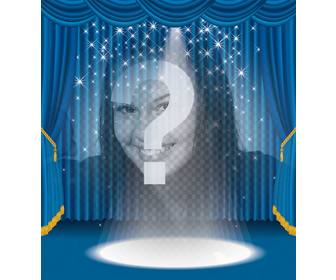 photomontage in which u will appear on stage with bright lights and blue curtain