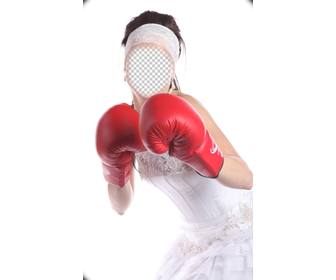 photomontage of female boxer bride to put ur face for free