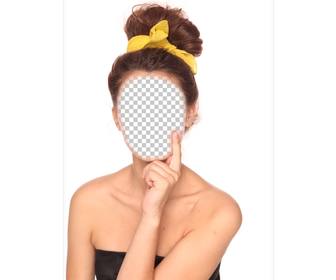 he takes the collected black hair with yellow ribbon with this montage fun online