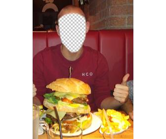 photomontage to add ur face and appear eating giant hamburger