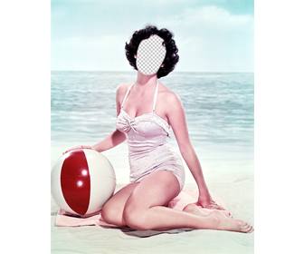 photomontage to put ur face in vintage girl in swimsuit