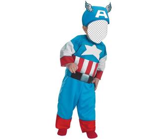 children photomontage of child dressed as captain america