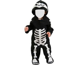 children photomontage of baby dressed as skeleton