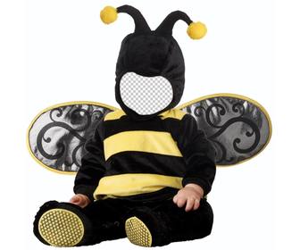 children photomontage of baby with bee costume to edit with ur image