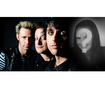 photomontage with greenday beside billie joe merged with black background where u can place ur photo and join the group