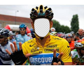 create photomontage of professional cyclist in the tour of france