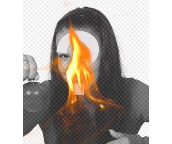 photomontage with filter with yellow flame of fire to put up ur photos and create incredible effects
