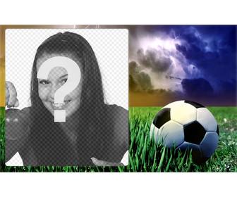 sports picture frame with picture of soccer ball on green grass