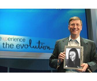 photo montage to go on tablet that holds bill gates