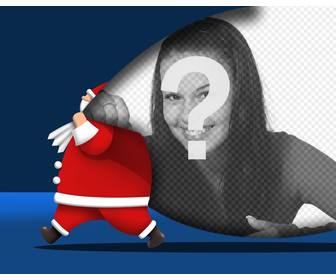christmas card to add ur picture with santa claus carrying sack in which u can add picture