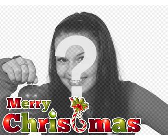 put the text merry christmas in green and red with very christmas to put ur photo online
