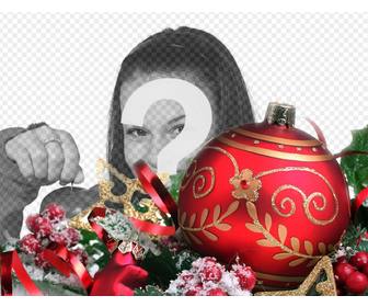 decorate ur pictures online with huge red ball of christmas