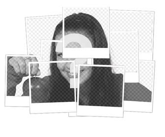 polaroid photo mosaic and white mosaic effect with several pictures