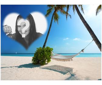postcard to put ur photo in heart shape on an island paradise