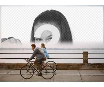 photomontage featuring bike ride to set ur picture above the horizon