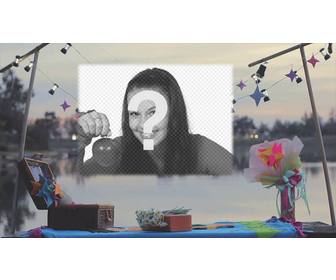 photo frame featuring folky party along the riverside with colorful decorations