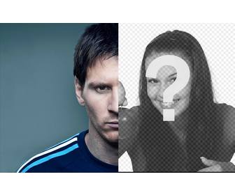 create photomontage merging half the face of messi rivalizing urs to the opposite side