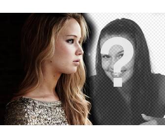 photomontage with jennifer lawrence looking at her side