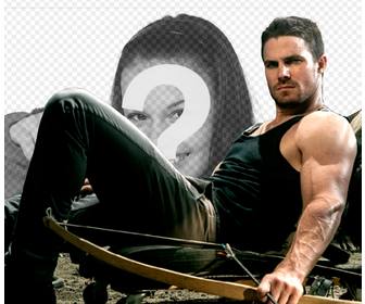 pose up with stephen amell the main character of the tv series arrow