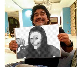 photomontage with maradona clutching ur photo with ur photo and text