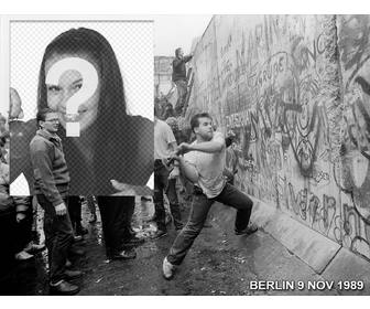 photomontage of the fall of the berlin wall in 1989 to put ur picture next to the picture
