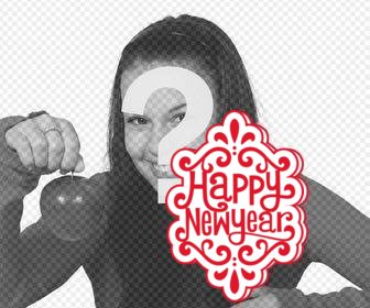 photo sticker of happy new year in english