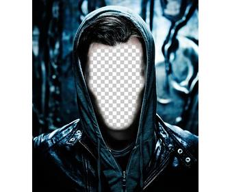 photo montage of hooded man where u can add ur face