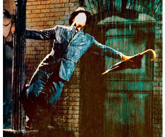 photomontage with the famous scene from singin in the rain to edit